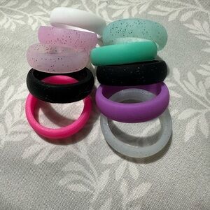 Colorful Silicone Ring Set of 10 size 7